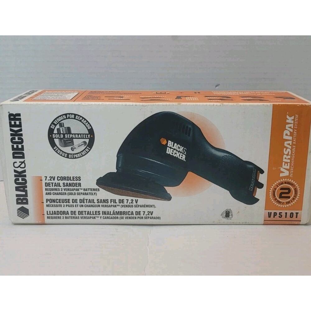 New! BLACK & DECKER VERSAPAK VP510T CORDLESS DETAIL SANDER Sealed Vintage 7.2V